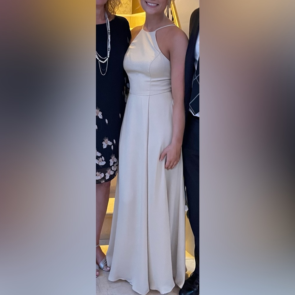 David’s bridal champange satin bridesmaid dress